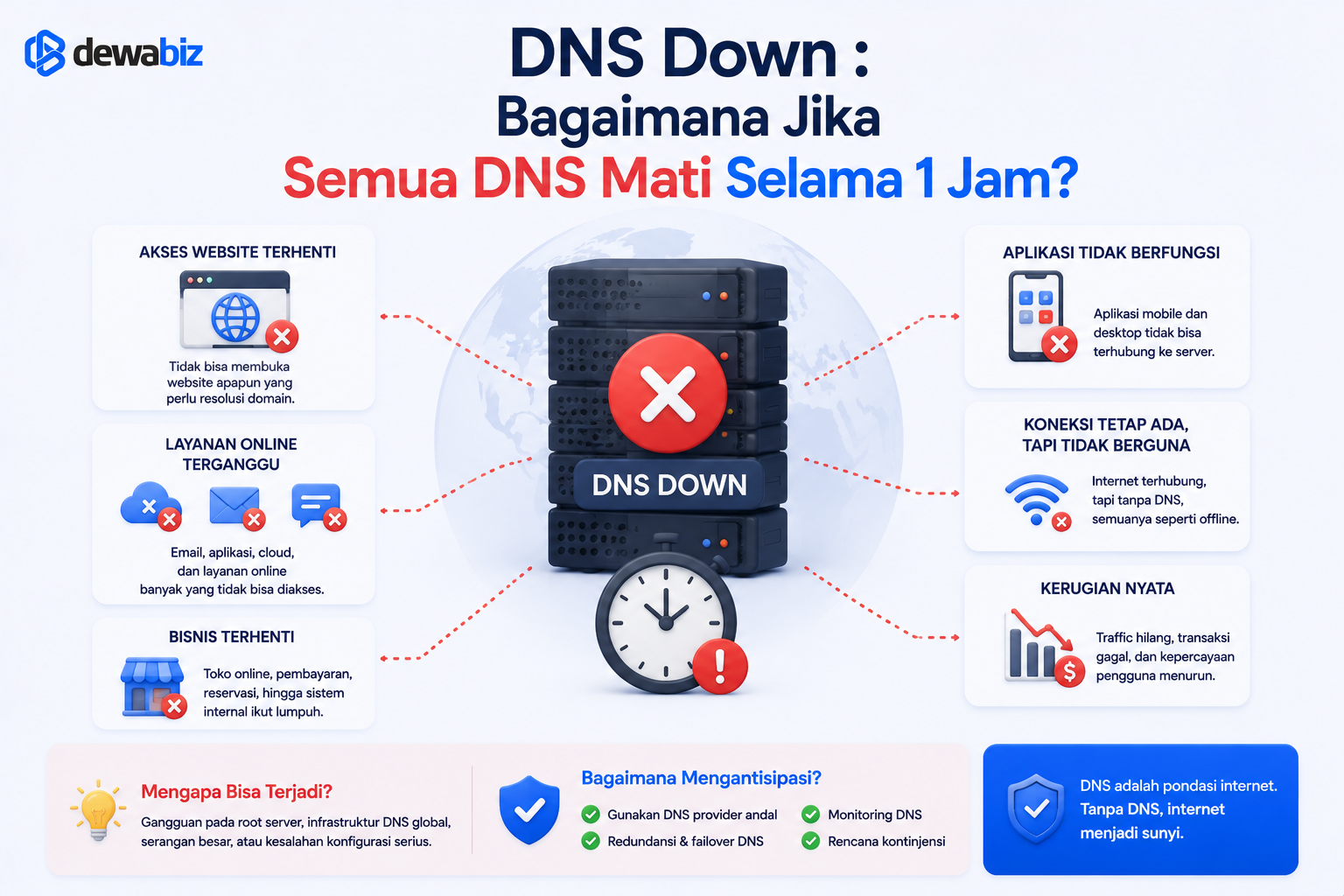 DNS Down : Bagaimana Jika Semua DNS Mati Selama 1 Jam?