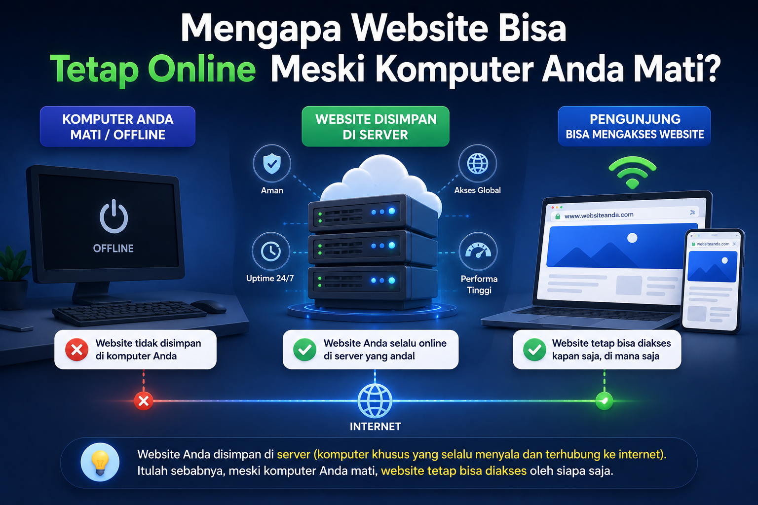 Mengapa Website Bisa Tetap Online Meski Komputer Anda Mati?
