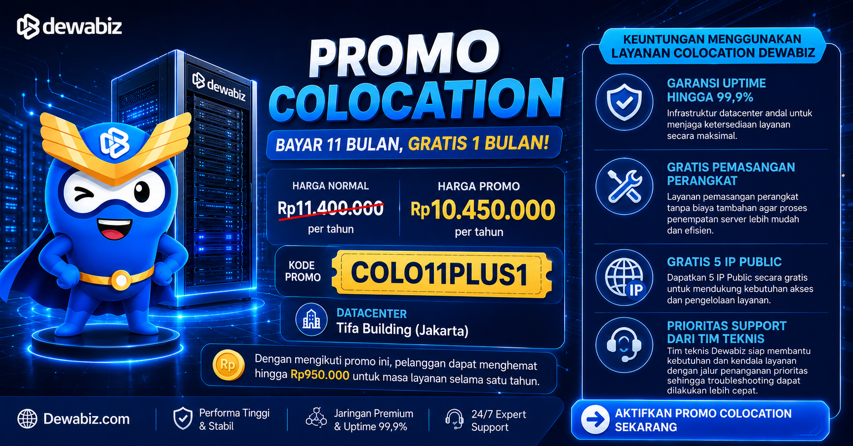 Promo Colocation: Bayar 11 Bulan, Gratis 1 Bulan