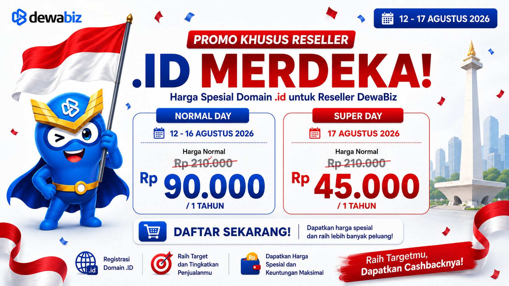 Promo .ID Merdeka 2026 untuk Reseller, Registrasi Mulai Rp45.000